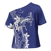 Blue Hawaii Cross Shoulder Shirt Hammerhead Shark Tattoo Curve Polynesian - Polynesian Pride