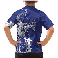 Blue Hawaii Family Matching Mermaid Dress and Hawaiian Shirt Hammerhead Shark Tattoo Curve Polynesian - Polynesian Pride