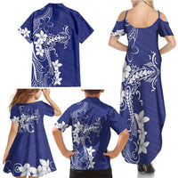 Blue Hawaii Family Matching Summer Maxi Dress and Hawaiian Shirt Hammerhead Shark Tattoo Curve Polynesian - Polynesian Pride