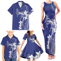 Blue Hawaii Family Matching Tank Maxi Dress and Hawaiian Shirt Hammerhead Shark Tattoo Curve Polynesian - Polynesian Pride