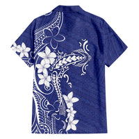 Blue Hawaii Family Matching Tank Maxi Dress and Hawaiian Shirt Hammerhead Shark Tattoo Curve Polynesian - Polynesian Pride