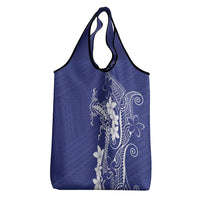 Blue Hawaii Grocery Bag Hammerhead Shark Tattoo Curve Polynesian - Polynesian Pride
