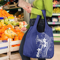 Blue Hawaii Grocery Bag Hammerhead Shark Tattoo Curve Polynesian - Polynesian Pride