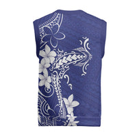 Blue Hawaii Christmas Knitted V-Neck Vest Hammerhead Shark Tattoo Curve Polynesian - Polynesian Pride