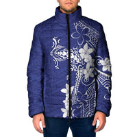 Blue Hawaii Padded Jacket Hammerhead Shark Tattoo Curve Polynesian - Polynesian Pride