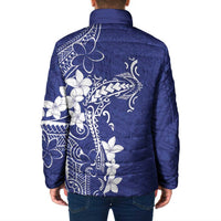 Blue Hawaii Padded Jacket Hammerhead Shark Tattoo Curve Polynesian - Polynesian Pride