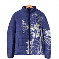 Blue Hawaii Padded Jacket Hammerhead Shark Tattoo Curve Polynesian - Polynesian Pride