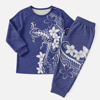 Blue Hawaii Christmas Pajama Set Hammerhead Shark Tattoo Curve Polynesian - Polynesian Pride