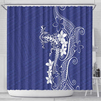 Blue Hawaii Shower Curtain Hammerhead Shark Tattoo Curve Polynesian - Polynesian Pride