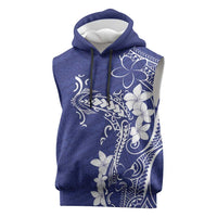 Blue Hawaii Sleeveless Hoodie Hammerhead Shark Tattoo Curve Polynesian - Polynesian Pride
