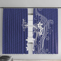 Blue Hawaii Window Curtain Hammerhead Shark Tattoo Curve Polynesian - Polynesian Pride