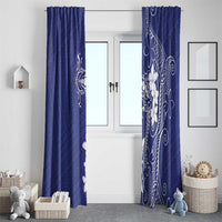 Blue Hawaii Window Curtain Hammerhead Shark Tattoo Curve Polynesian - Polynesian Pride