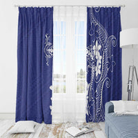 Blue Hawaii Window Curtain Hammerhead Shark Tattoo Curve Polynesian - Polynesian Pride