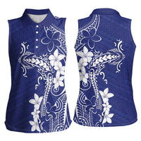 Blue Hawaii Women Sleeveless Polo Shirt Hammerhead Shark Tattoo Curve Polynesian - Polynesian Pride