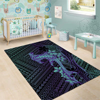 Purple Paradise Hawaii Area Rug Hammerhead Shark Tattoo Curve Polynesian - Polynesian Pride