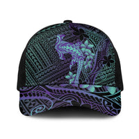 Purple Paradise Hawaii Baseball Net Cap Hammerhead Shark Tattoo Curve Polynesian LT14 One Size Black Purple - Polynesian Pride