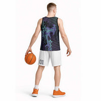 Purple Paradise Hawaii Basketball Jersey Hammerhead Shark Tattoo Curve Polynesian - Polynesian Pride