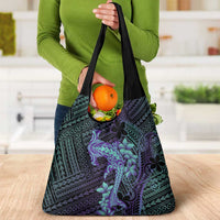 Purple Paradise Hawaii Grocery Bag Hammerhead Shark Tattoo Curve Polynesian - Polynesian Pride