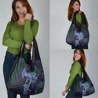 Purple Paradise Hawaii Grocery Bag Hammerhead Shark Tattoo Curve Polynesian - Polynesian Pride