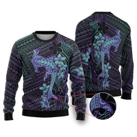 Purple Paradise Hawaii Ugly Christmas Sweater Hammerhead Shark Tattoo Curve Polynesian - Polynesian Pride