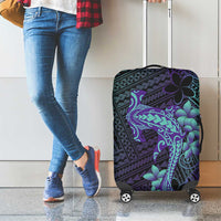 Purple Paradise Hawaii Luggage Cover Hammerhead Shark Tattoo Curve Polynesian - Polynesian Pride