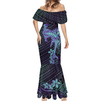 Purple Paradise Hawaii Mermaid Dress Hammerhead Shark Tattoo Curve Polynesian - Polynesian Pride