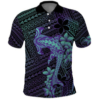 Purple Paradise Hawaii Polo Shirt Hammerhead Shark Tattoo Curve Polynesian - Polynesian Pride