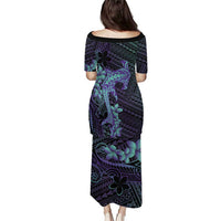 Purple Paradise Hawaii Puletasi Hammerhead Shark Tattoo Curve Polynesian - Polynesian Pride