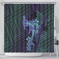 Purple Paradise Hawaii Shower Curtain Hammerhead Shark Tattoo Curve Polynesian - Polynesian Pride