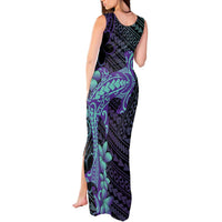 Purple Paradise Hawaii Tank Maxi Dress Hammerhead Shark Tattoo Curve Polynesian - Polynesian Pride