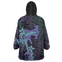 Purple Paradise Hawaii Wearable Blanket Hoodie Hammerhead Shark Tattoo Curve Polynesian - Polynesian Pride