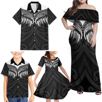 Poutama Korowai New Zealand Family Matching Off Shoulder Maxi Dress and Hawaiian Shirt Aotearoa Maori Tattoo - Polynesian Pride