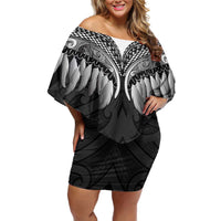 Poutama Korowai New Zealand Family Matching Off Shoulder Short Dress and Hawaiian Shirt Aotearoa Maori Tattoo - Polynesian Pride