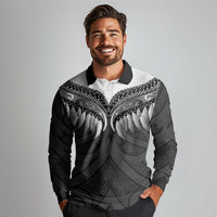 Poutama Korowai New Zealand Long Sleeve Polo Shirt Aotearoa Maori Tattoo - Polynesian Pride