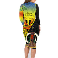 vanuatu-tafea-day-family-matching-long-sleeve-bodycon-dress-and-hawaiian-shirt-coat-of-arms-mix-tropical-flowers