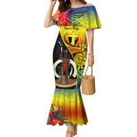 vanuatu-tafea-day-family-matching-mermaid-dress-and-hawaiian-shirt-coat-of-arms-mix-tropical-flowers