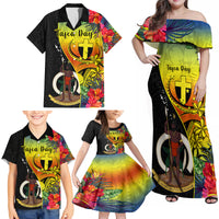 vanuatu-tafea-day-family-matching-off-shoulder-maxi-dress-and-hawaiian-shirt-coat-of-arms-mix-tropical-flowers