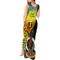 Vanuatu Tafea Day Tank Maxi Dress Coat Of Arms Mix Tropical Flowers LT14 - Polynesian Pride