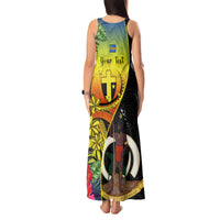 Personalised Vanuatu Tafea Day Tank Maxi Dress Coat Of Arms Mix Tropical Flowers LT14 - Polynesian Pride