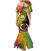Vanuatu Torba Day Mermaid Dress Coat Of Arms Mix Tropical Flowers LT14 - Polynesian Pride