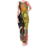 Vanuatu Torba Day Tank Maxi Dress Coat Of Arms Mix Tropical Flowers LT14 Women Black - Polynesian Pride