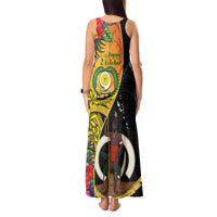 Vanuatu Torba Day Tank Maxi Dress Coat Of Arms Mix Tropical Flowers LT14 - Polynesian Pride