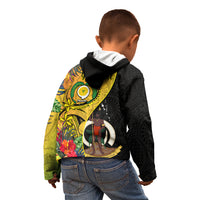 Personalised Vanuatu Torba Day Kid Hoodie Coat Of Arms Mix Tropical Flowers LT14 - Polynesian Pride