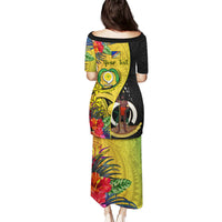 Personalised Vanuatu Torba Day Puletasi Coat Of Arms Mix Tropical Flowers LT14 - Polynesian Pride