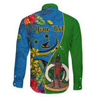 personalised-vanuatu-malampa-day-family-matching-long-sleeve-bodycon-dress-and-hawaiian-shirt-coat-of-arms-mix-tropical-flowers