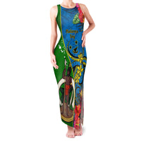 personalised-vanuatu-malampa-day-family-matching-tank-maxi-dress-and-hawaiian-shirt-coat-of-arms-mix-tropical-flowers