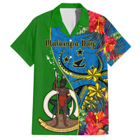 Personalised Vanuatu Malampa Day Hawaiian Shirt Coat Of Arms Mix Tropical Flowers LT14 Green - Polynesian Pride