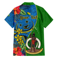 Personalised Vanuatu Malampa Day Hawaiian Shirt Coat Of Arms Mix Tropical Flowers LT14 - Polynesian Pride