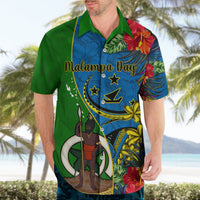 Personalised Vanuatu Malampa Day Hawaiian Shirt Coat Of Arms Mix Tropical Flowers LT14 - Polynesian Pride