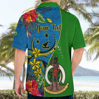 Personalised Vanuatu Malampa Day Hawaiian Shirt Coat Of Arms Mix Tropical Flowers LT14 - Polynesian Pride